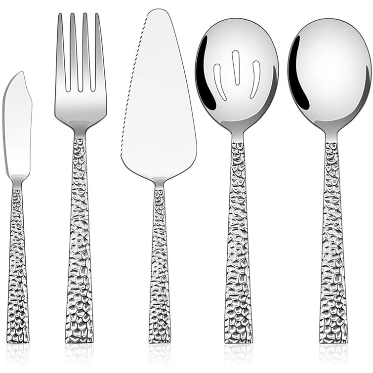 Foundry Select Hammered Serving Utensils, 5Piece Stainless Steel